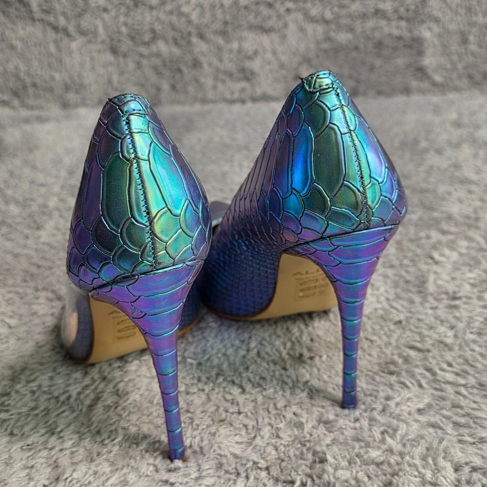 Aldo Stiletto Pumps Iridescent Blue Green Snakeskin Clear PVC Womens Size 7 - Picture 4 of 7